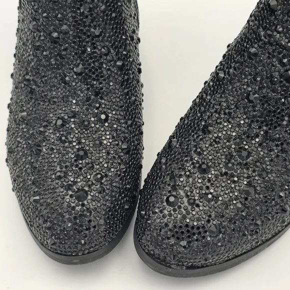 NWT Badgley Mischka Girls’ Sparkly Cowgirl Boots, Black Rhinestones - Picture 9 of 16